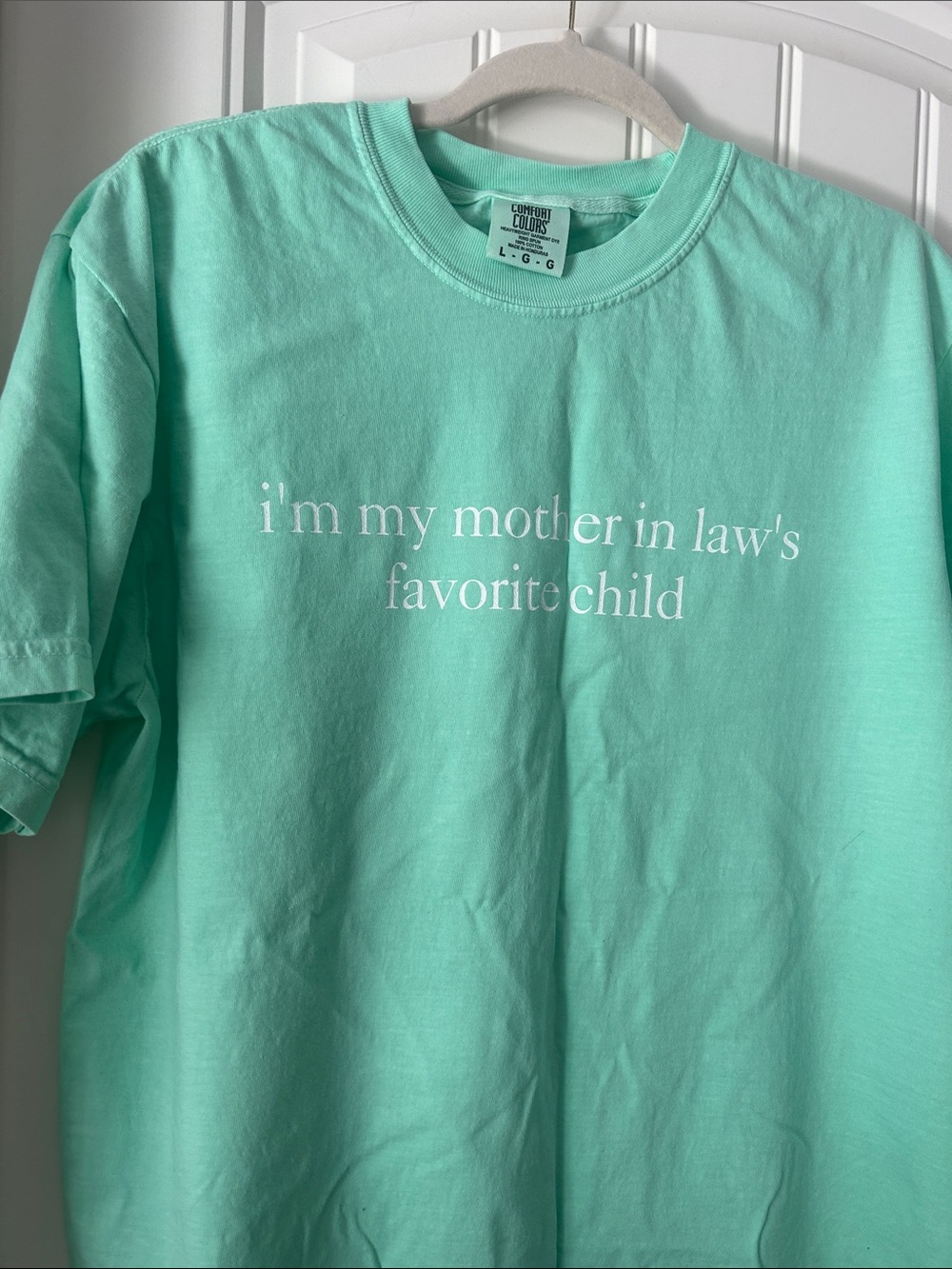 Comfort Colors Mint Graphic Tee with White Text